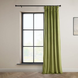 HPD Half Price Drapes Heritage Plush Velvet Curtains 120 Inches Long Room Darkening Curtains for Bedroom & Living Room 50W x 120L, (1 Panel), Retro Green