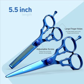 Suvorna 5.5" Hair Cutting Scissors Professional with Thinning Shears for Hair Cutting, 2 piece Hair Cutting Shears, Right Hand Professional Hair Scissors, Barber Shears Set, Hair Shears Professional.