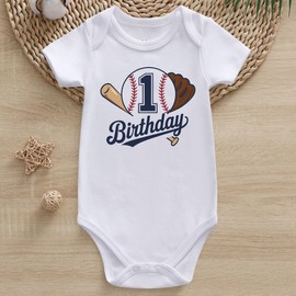 Guzcadun Baseball first birthday baby clothes 1st birthday baby baseball outfit boy girl white 12-18 months