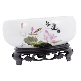 Kisangel 1 Set Terrarium Fish Bowl Indoor Planters Hydroponic Planter Bowl Ceramic Succulent Pots Chinese Ceramic Planter Garden Planter Scculent Flower Pot Orange Plastic Lotus Bowl Bonsai