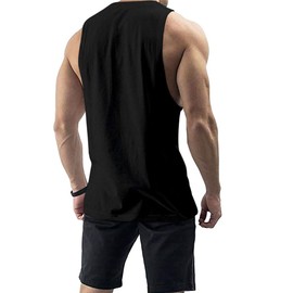 InleaderStyle 3 Pack Men's Workout Tank Tops Cotton Gym Muscle Sleeveless T-Shirts Bodybuilding Fitness Athletic Tank Tops - BK+GY+NVBU-M