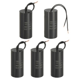 PATIKIL 30uf CBB60 Run Capacitor, 5 Pcs AC 450V 2 Wires 50/60Hz Motor Running Capacitor 90x41.5x90, Black