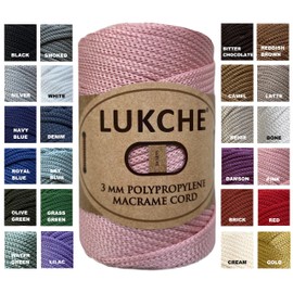 Lukche 3mm Premium Polyester Macrame Cord (147 Yards), (8.82 Oz) 100% Polypropylene Macrame Rope, Colorful Yarn Crochet Macrame Bag Craft for Wall Hangers, Bottom Plates, Carpets (Pink 1)