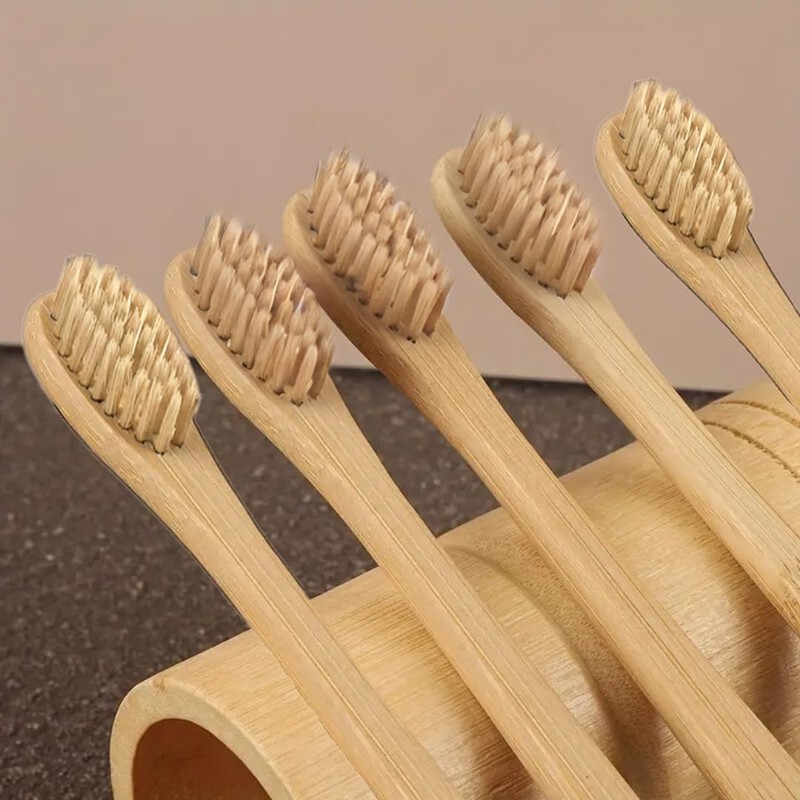 NOVOTEND - 5 Pack Cepillo de dientes de bambu cerdas