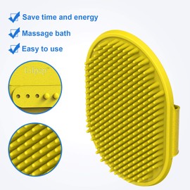 Dog grooming brush, Lilpep pet bath comb brush, which helps to soothe massage, rubber comb, adjustable ring handle, suitable for pet cats and dogs (yellow)
