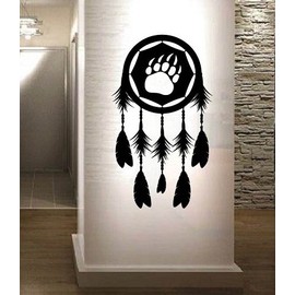 Wall Vinyl Decal Home Decor Art Sticker Dream Catcher Feathers American Culture Fantasy Traditional Religion Bedroom Living Room Removable Stylish Mural Unique Design