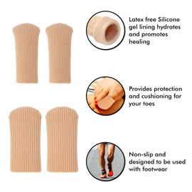 Puntera cerrada y dedos de tela protectores con forro de gel para evitar callos, ampollas, uñas encarnadas, juanetes, dedos en martillo (6 grandes)