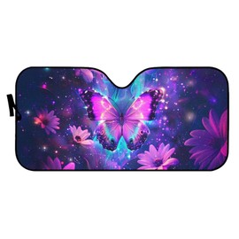 SEANATIVE Purple Butterfly Car Sunshade Universal Windshield Sun Shade Protector Car Interior Accessories for Women
