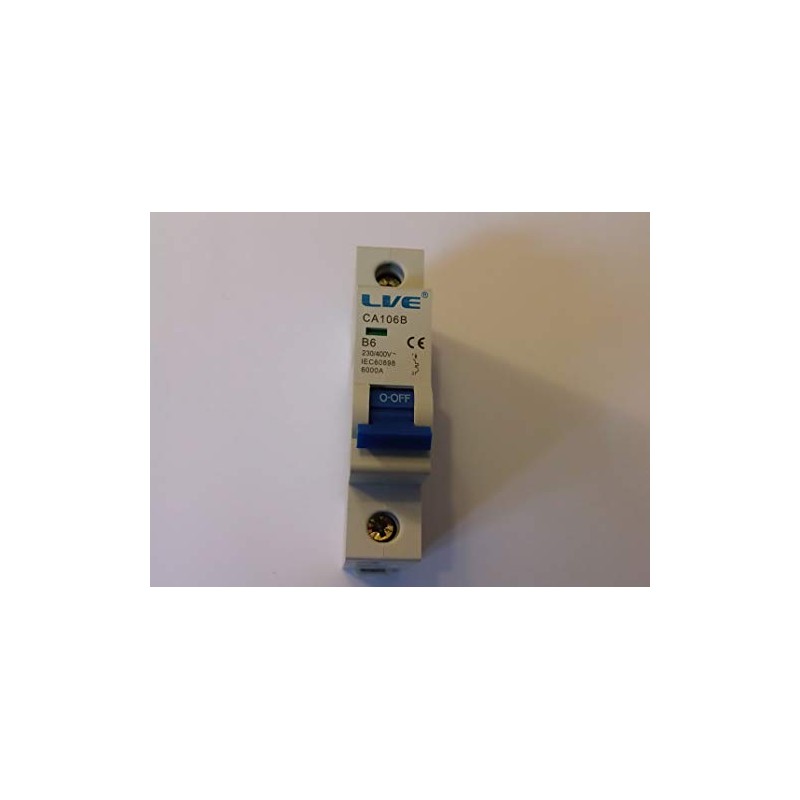 LVE 6 AMP Type B6A Live MCB Single Pole Circuit
