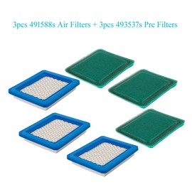 HOODELL 3 Pack 491588S Air Filter with Pre Filter Compatible with Briggs and Stratton 491588 493537 493537S, Toro 20332, Craftsman 33644, Pro Performance for Push Lawn Mower