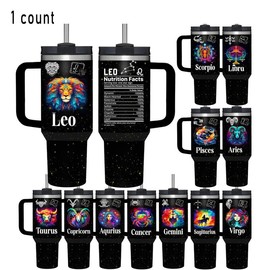 Constellation Pattern Tumbler, 1 Count 40oz/1100ml Portable Stainless Steel Double Wall Vacuum Insulated Tumbler, Vacuum Insulated Flask, Zodiac Gifts for Women and Men, Drinkware, Mother's Day Gifts:_Cancer_40oz