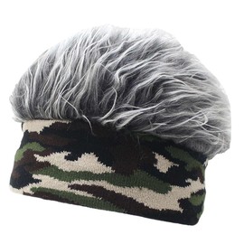 Buzz Selection CAP957 Hat, Knit Hat, Camouflage, Fur Design, Skiing, Outdoors, Men's, Women's,, green grey