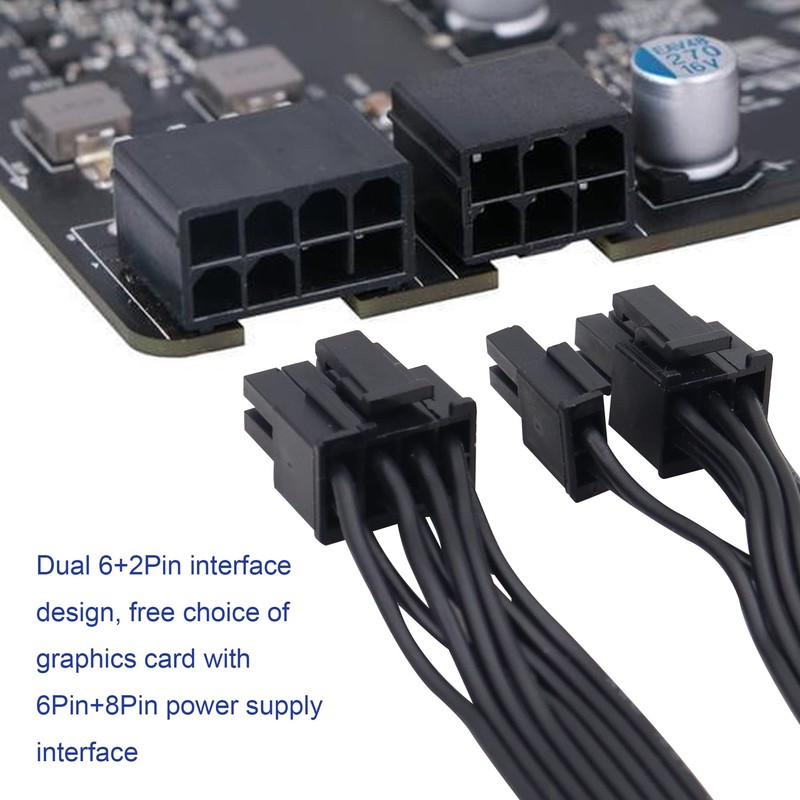 QIANRENON 32cm PCI-E 12-pin to Dual 8-pin (6+2pin) Graphics Card