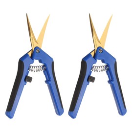HARFINGTON 2pcs Gardening Scissors 6.5" Curved Stainless Steel Blades Hand Pruner Garden Pruning Shears for Plant Flowers Trimming in Garden, Blue