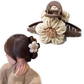 HAPVITAL Hair Clip, Large Hair Clip, Can Be Used for Dense Hair, Hair Claw, Large Firm, Office Clip, Simple, Hair Accessory, Midome Clip, Khaki