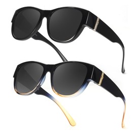 Myiaur 2 Pack Polarized Fit Over Glasses Sunglasses for Women, Trendy Wear Over Eyeglasses UV Protection for Outdoor