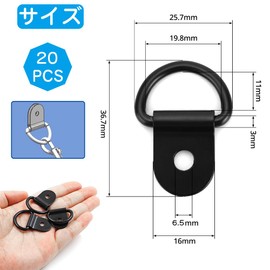 Tie Down Rings Motorcycle Cargo Hook Utility Hook 20-piece Set Hole 6.5mm Strong and Durable Stainless Steel General Purpose Cargo Hook
