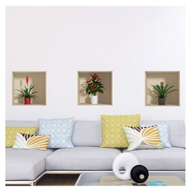 Sticker 3D Effect Wall Sticker Plants Wallpaper Decoration Optical Illusion Room and Living Room 30 x 90 cm