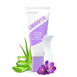 Crema de depilación PHOFAY para pieles sensibles de hombres y mujeres – Depiladora de acción rápida y suave, recomendada por dermatólogos con aloe y á
