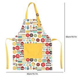 Cafopgrill Thickened Cotton Padded Apron, Children's Pocket Apron, Parent-Child Apron for Kitchen, Restaurant, Coffee House, Drawing, 50 x 40 cm, Default
