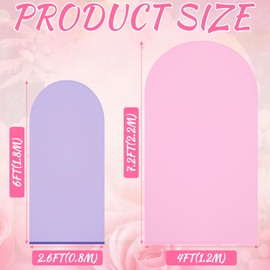 Bouiexye Wedding Arch Backdrop Cover, 6FT 7.2FT Purple Pink Spandex Fitted Arch Backdrop Stand Set of 2 for Wedding Birthday Baby Shower Banquet Ceremony Decoration