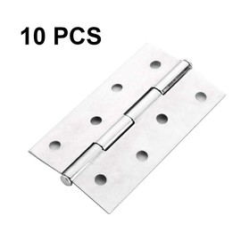 Stainless Steel Door Hinges, 87 x 52 mm, 8 Mounting Holes, Pack of 10, Silver