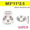 Qrity 40 Pcs 304 Stainless Steel Cup Washer, M3x11mmx2.5mm Countersunk