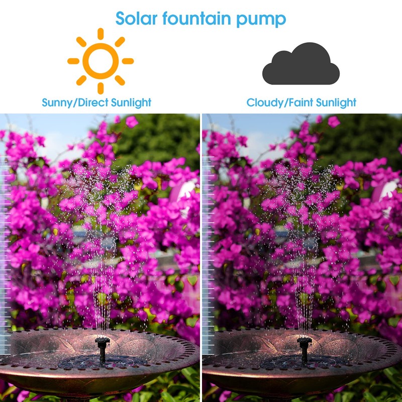 AISITIN Solar Fountain with 3.5 W Solar Panel, 1500 mAh