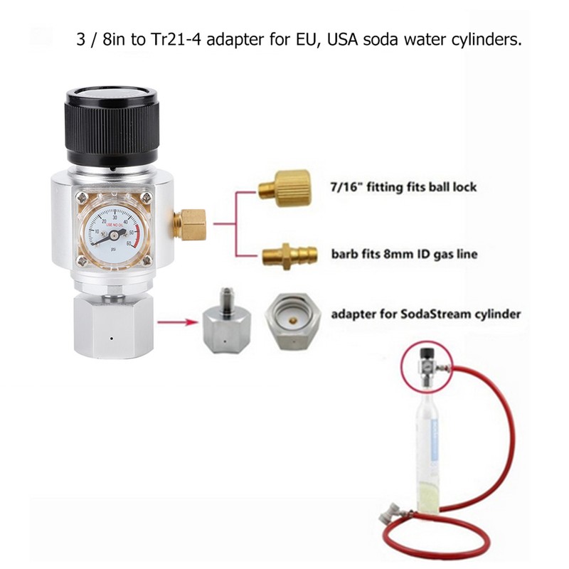 Mini CO2 Gas Regulator Soda Water Pressure Reducing Valve Adapter