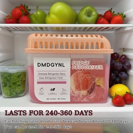 DMDGYNL Fridge Deodorizer, Refrigerator Deodorizer More Effective Than Baking Soda, Natural Gel Refrigerator Odor Eliminator for Refrigerator Freezer and Freezer Compartments (2 Pcs/Peach Flavor)