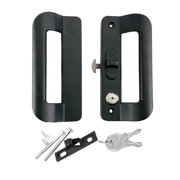 FARFELLNY Black Sliding Glass Door Handle Set,Patio Sliding Door Handle