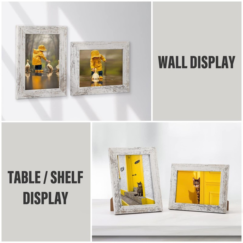 PETAFLOP 5x7 Picture Frame Set of 7, Distressd Rustic Frames