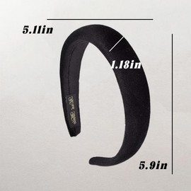 Black Fashion Headband Thin Wide Headband for Women Non Slip Padded Headband for Women Padded Wide Headbands for Women Puffy Head Band for Skincare Makeup Hair Accessories for Girls Sponge Headband