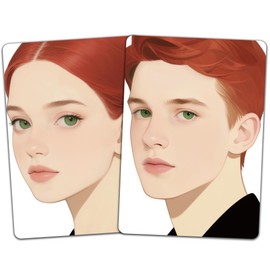 DELORIGIN 2PCS Face Painting Practice Board, Reusable Makeup Practice Board A4 Facial Painting Template Stage Festival Carnival Makeup Training Tool for Face Painter Beginner (Red Hair Woman Man)
