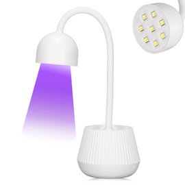Yoidesu - Lámpara de uñas UV, mini luz UV de 24 W para uñas de gel, lámpara LED de uñas de 365 nm, 405 nm, 360°, luz de curado de uñas con cuello de cisne y carga USB