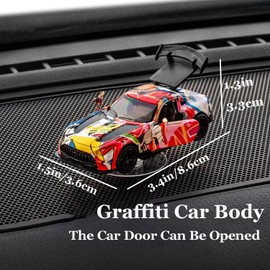 Fsocpen Metal Graffiti Car Model Dashboard Decoration,Alloy Model Drifting Spin,Dynamic Interactive Ornament，Collectibles for Car Lovers (H)