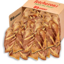 FETCHERONI Whole Pig Ears for Dogs Large - 50 Pack Long Lasting Dog Chews – Dog Treats One Ingredient Delicious All Natural Flavor – Easy to Digest Dog Treats for Large Dog - Great for Teeth and Gums