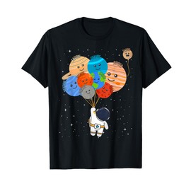 Funny Solar System Astronaut Holding Planet Balloons Pluto T-Shirt