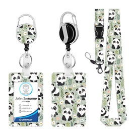 WJWINER ID Card Holder, ID Case with Strap, Ticket Case Children, Lanyard with Card Case, Bus Ticket Case Students, for Women, Teachers, Nurses, Doctor, Student (Panda Shape)