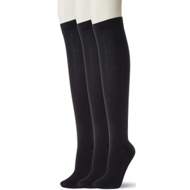 Okamoto JOSE 3 Pairs Nylon Plain Knee High 20.5 inches (52 cm) Length, Women's, Black, Japan 23-25 (Equivalent to Japanese Size M-L), Black, 23.0-25.0 cm