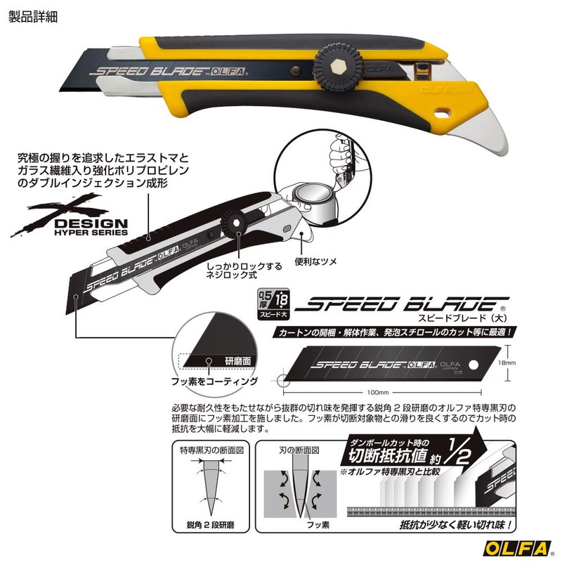 OLFA 226B Large Speed Hyper L Type Cutter, Screw Lock