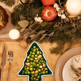 BESPORTBLE Tree Shaped Candy Dish: 2pcs Christmas Tree Shaped Ceramic Candy Dishes, Small Christmas Tree Bowl