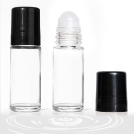 2 PCS Empty Glass Roller Bottles Plastic Roller Ball ，Deodorant Roll On Bottles for Essential Oils, Perfume, Cosmetics （30ml ） (2pcs Round)