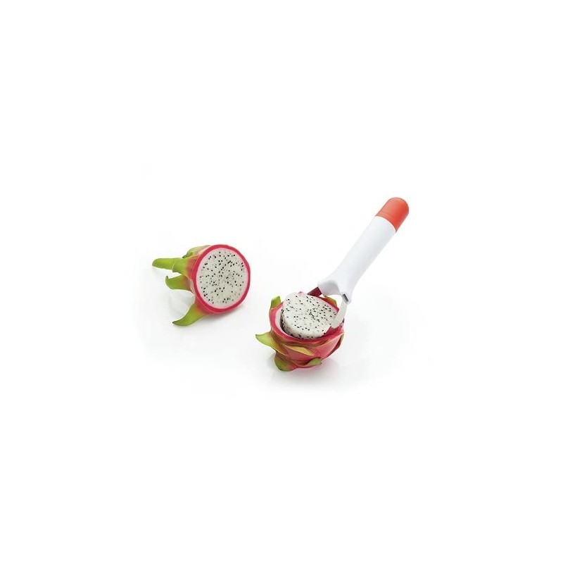 KitchenCraft Healthy Eating Adjustable Fruit Slicer/Scooper, Stainless Steel, White/Red, 18.5