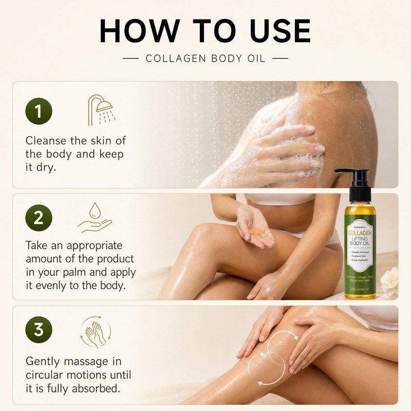 Collagen Lifting Body Oil, Hydrating Moisturizing Body Oil