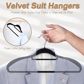 Hodola 12 Pack Suit Hangers for Men,Velvet Suit Hangers with 360 ° Rotating Hooks,Space-Saving Non-Slip Suit Jacket Hangers,Suitabl for Dress, Pants, Shirts, Skirts,Ties