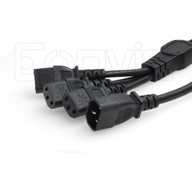 Eonvic IEC 320 C14 Male to 3 x C13 Female Y Splitter Power Cable 60 cm/2 ft