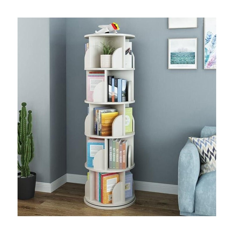 CNCEST Rotating Bookshelf Tower 360° Display Floor Standing Bookcase Bedroom
