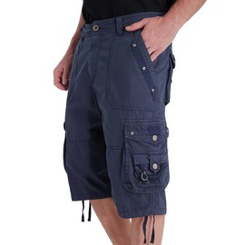 VOPOKER Men's Ripstop Cargo Shorts-Long Cotton Twill Straight Leg for Work Outdoor,Blue 40
