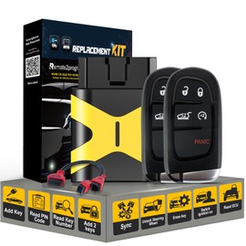 Remote2program Smart Keyless Entry Remote Self Programmable and 12+8 Cable Adapter Replacement for2018-2019 Geep Grand Cherokee with FCC: GQ4-54T (5 BUTTON/4A CHIP)